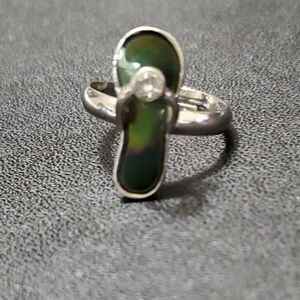 Silver tone flip flop mood ring
